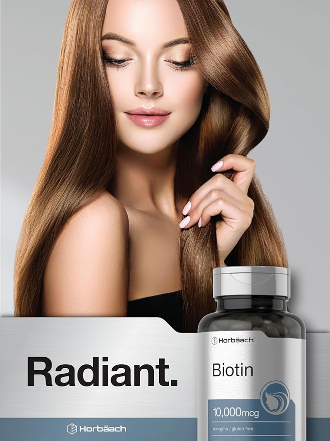 Horbaach Biotin 10000 mcg | 200 Softgels | Vitamin B7 Supplement | Non-GMO & Gluten Free