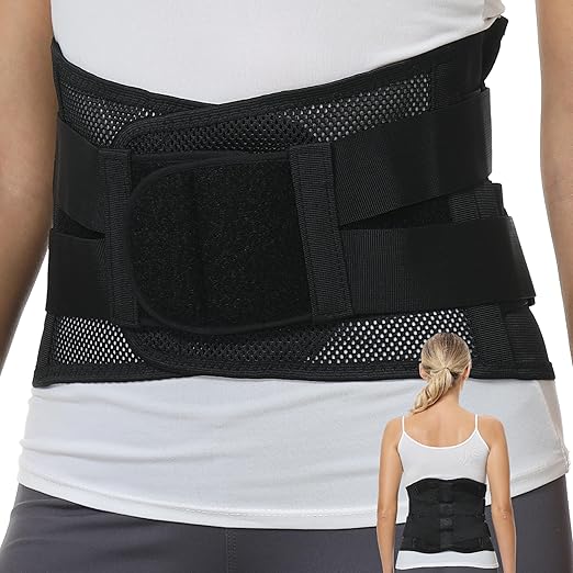 NeoTech Care Adjustable Double Pull Lumbar Brace/Lower Back Belt (Grey, Size XXL)