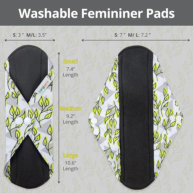 7pcs Set 1 pc Mini Wet Bag +6pcs Absorbent Reusable Sanitary Pads/Washable Cloth Menstrual Pads（Spring,M…