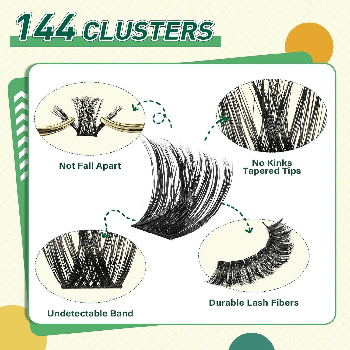 DIY Lash Extension Kit KEYYOU 144pcs Lash Clusters Eyelash Extension Kit with Mascara Brush Bond and Seal Lash Glue Remover Lash Applicators Lash Brush for DIY Lash Extensions (Y02 Kit)