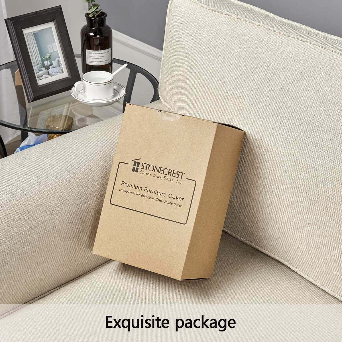 STONECREST Non Slip Recliner Chair Cover - Corduroy Cotton Face Recliner Slipcover Stay in Place (Cream, Recliner 23" Regular)