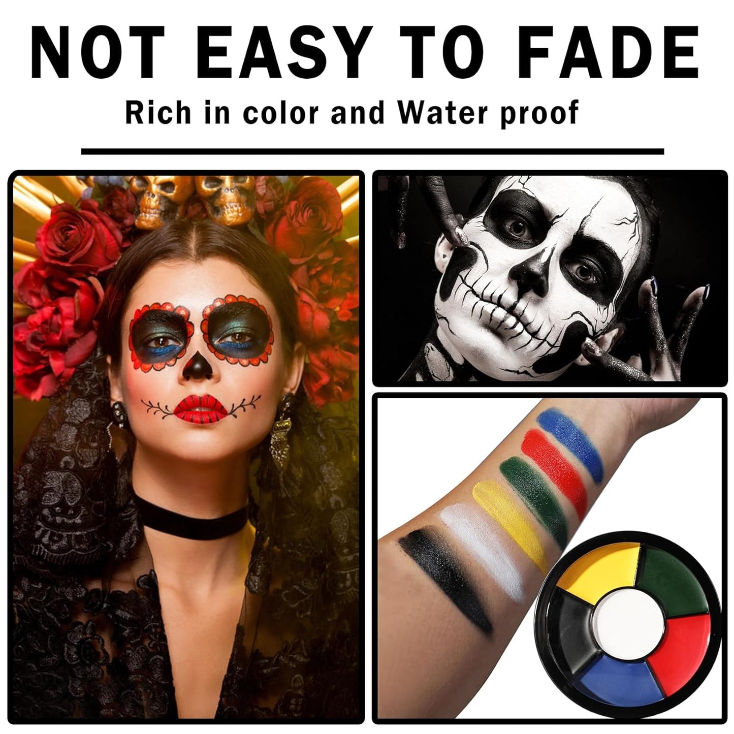 Clown Makeup Kit,Black White Red Face Paint Professional Adult Body Paint Kit for Halloween SFX Special Effects Makeup Kit