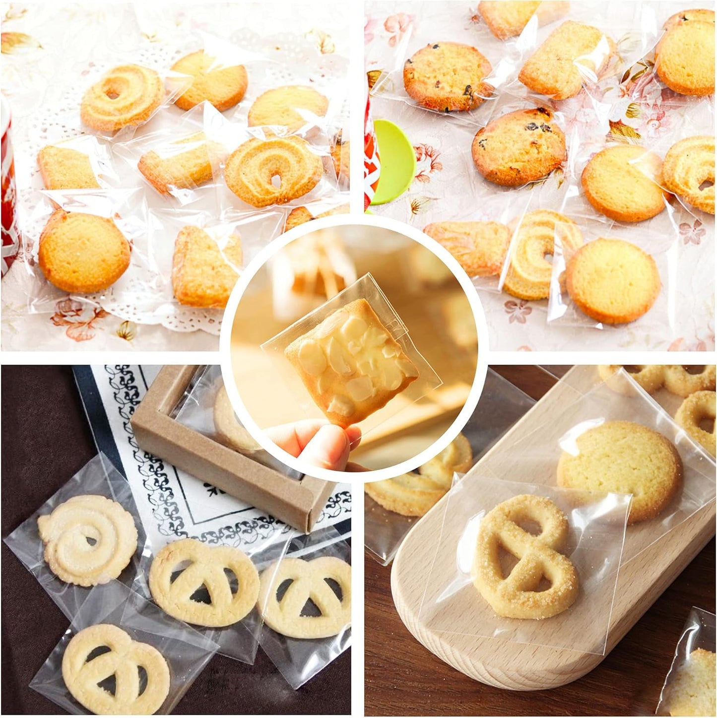 Clear Cello Bags 300pcs 2x3" Self-Sealing Plastic Cellophane Bag 1mil Resealable Adhesive Seal Poly Bags for Jewelry Crafts Candies Cookies Bakery Party Favors Candles (12 Sizes to Choose from)