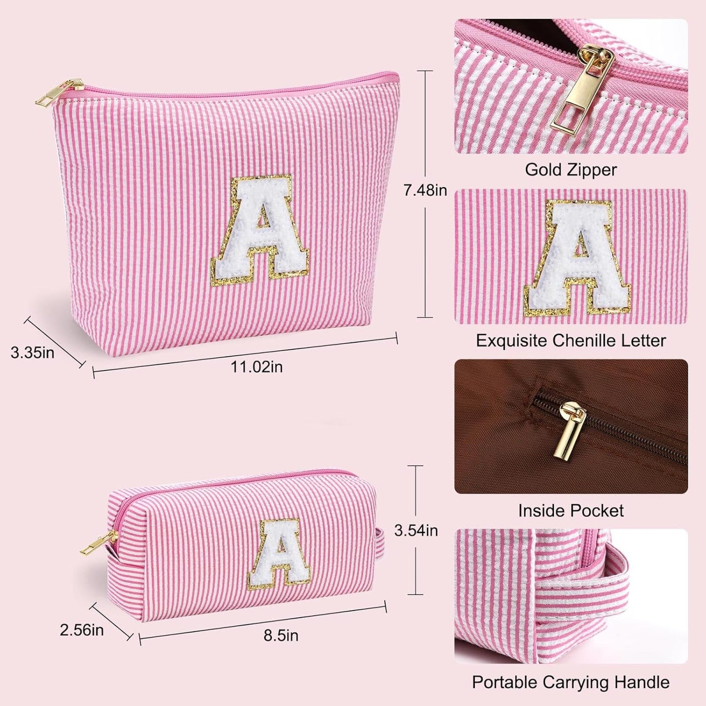 YOOLIFE Cute Makeup Bag for Women - Personalized Women Gifts Pink Makeup Pouch for Girlfriend Bridesmaid Wife | Cosmetic Travel Toiletry Bag for Her Mom | Birthday Gift Idea for Friend Female Sister N