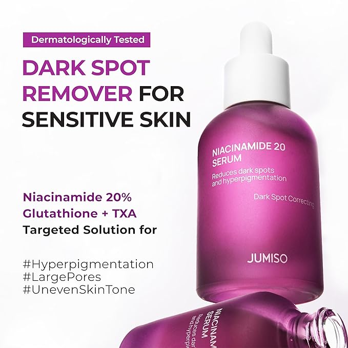 JUMISO Niacinamide 20 Serum - Korean Face Serum with Glutathione, TXA Tranexamic Acid and Centella Complex - Reduces Pigmentation, Uneven Skin Tone, Pore Care for Sensitive Skin, 1.35 fl.oz.