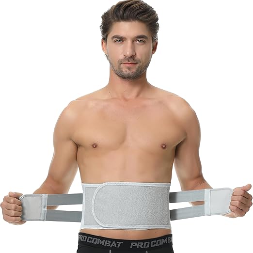 NeoTech Care Back Support Belt - Breathable & Adjustable Lower Back Brace - Double Pull Compression Straps (Grey, Size M)