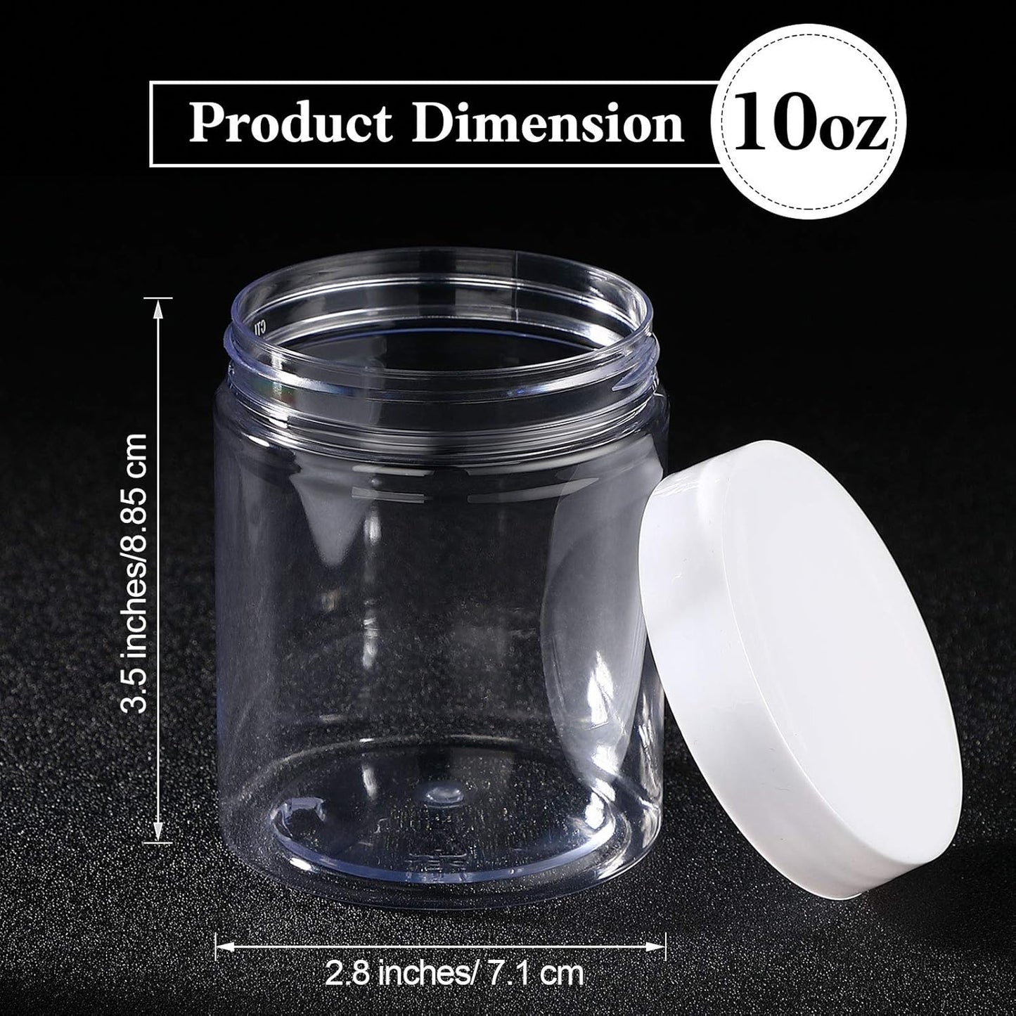 SATINIOR 100 Pcs Plastic Jars with Lids Small Containers Lids Wide Mouth Small Plastic Containers for Lotion Cream Rhinestones Body Butters Travel Storage(10 oz,White)
