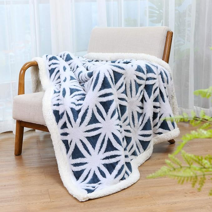 LOMAO Sherpa Fleece Blanket Fuzzy Soft Throw Blanket Dual Sided Blanket for Couch Sofa Bed (Navy, 60''x80'')