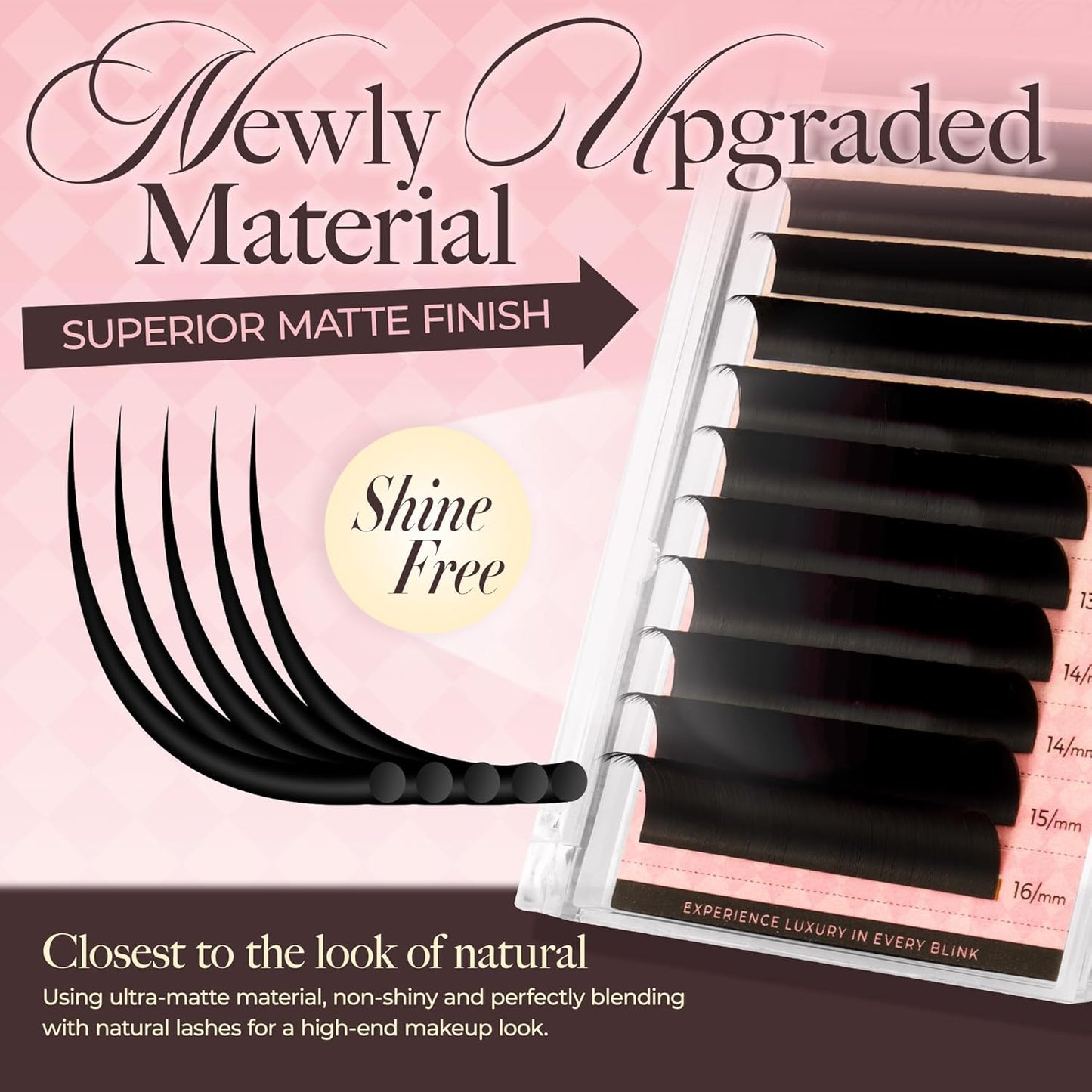 LASHVIEW Classic Lash Extensions 0.03-0.20 J/B/L/C/CC/D Curl 8-16mm Mixed & Single Length Tray, Soft Matte Dark Professional Eyelashes Extension(0.15 CC 8-16mm)