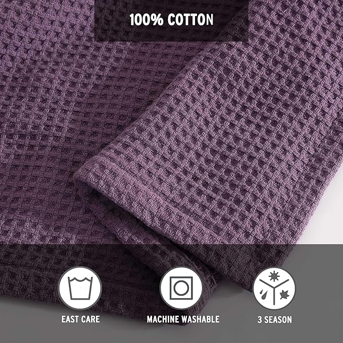 Eddie Bauer - Queen Blanket, Super Soft & Medium Weight, Softens Every Wash (Solid Waffle Purple, Queen)