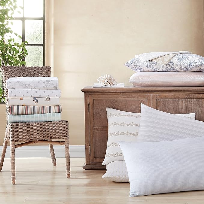 Tommy Bahama - King Sheets, Cotton Percale Bedding Set, Crisp & Cool, Stylish Bedding Set (Beach Chairs Multi, King)