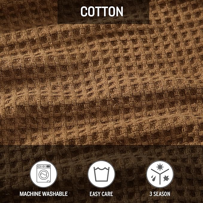 Eddie Bauer Blanket Soft Waffle Weave Bedding, Medium Weight Bedroom Decor, Softens Every Wash, Queen, Brown