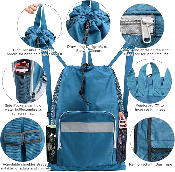 BeeGreen Drawstring Backpack for Men Women Athletic Gym Sports Workout Beach Swim …