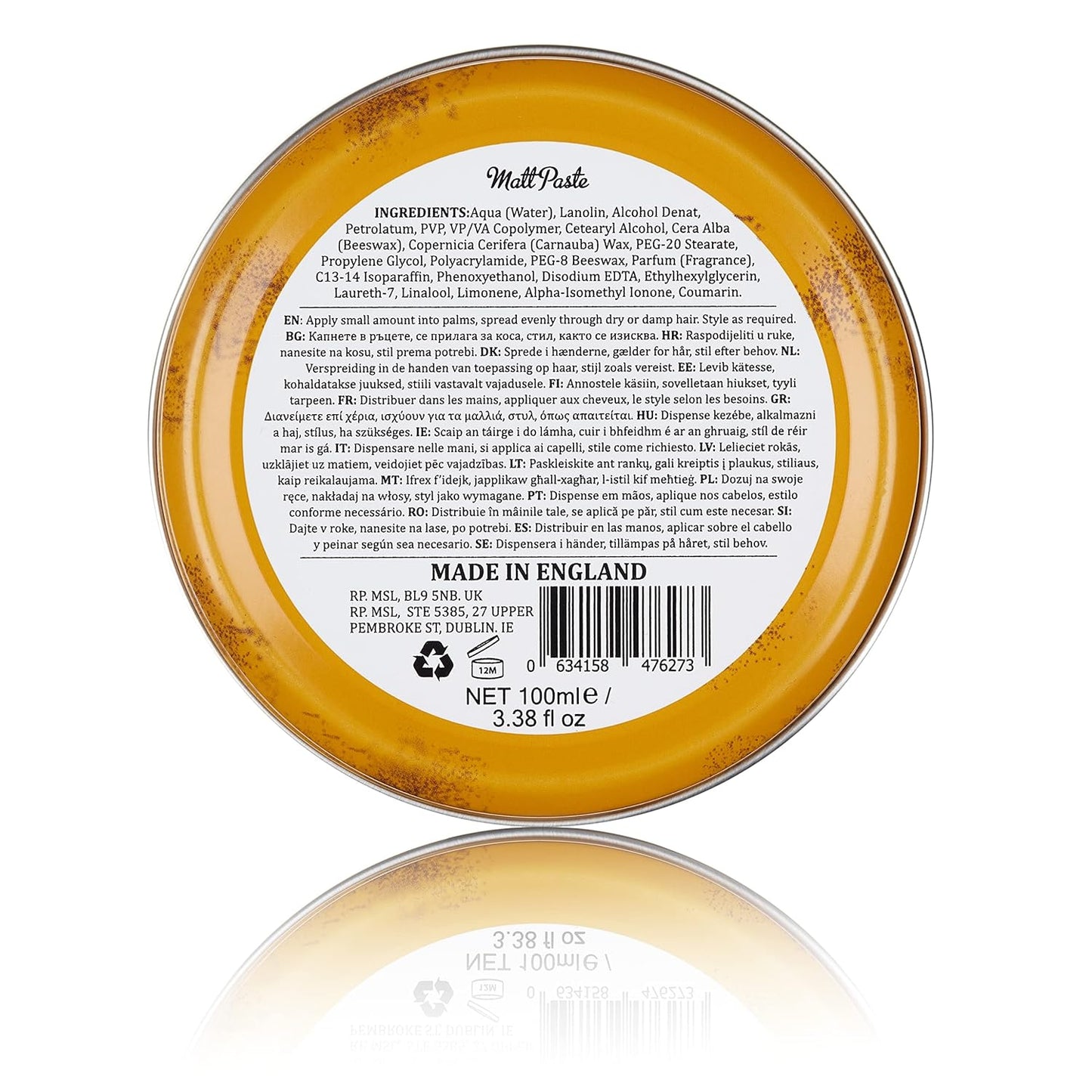Dapper Dan Matt Paste, High Hold Low Shine Hair Paste for Men, Versatile Hair Product with Flexible Hold for All Styles, Vintage Cologne Fragrance, 2 x 3.38 fl oz