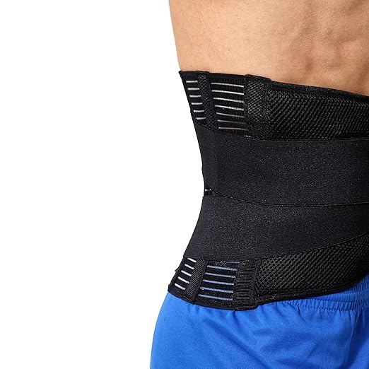 NeoTech Care Adjustable Compression Wide Back Brace Lumbar Support Belt (Charcoal, Size XXXL)