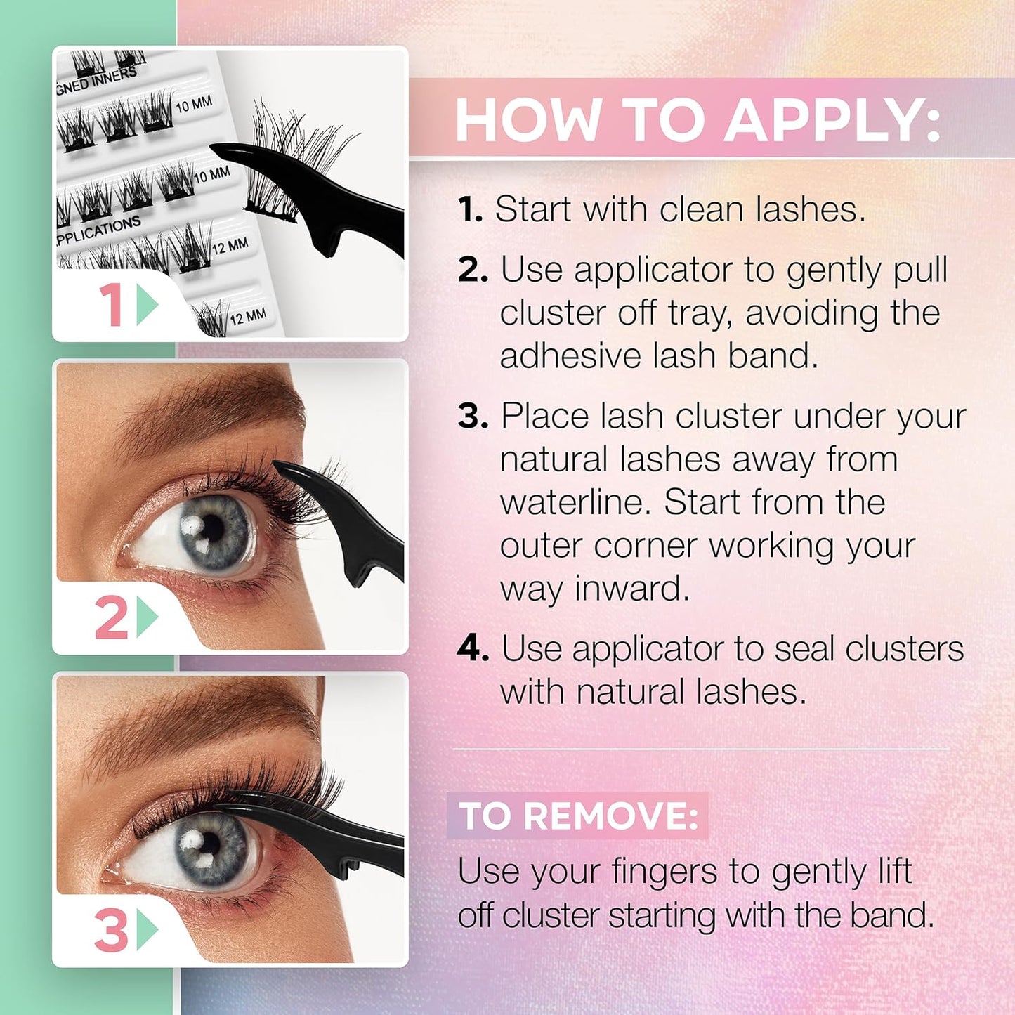 Ardell Press On Lashes Wispies Natural – Pre Glued Lash Clusters for All-Day Wear, No Glue Needed, 60 ct