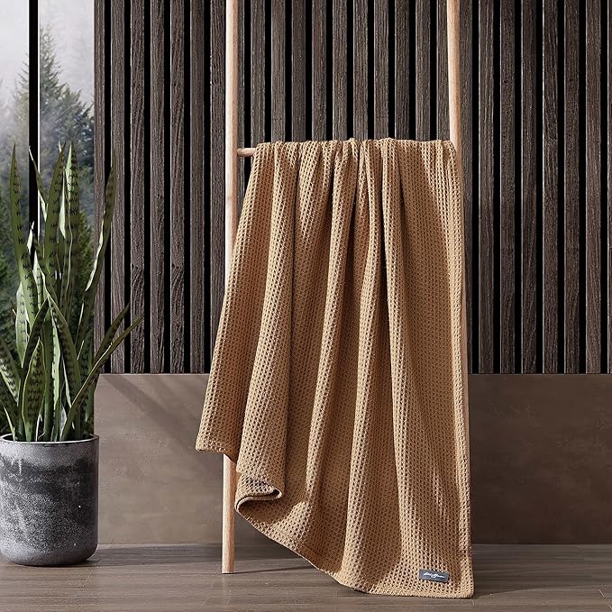 Eddie Bauer Blanket Soft Waffle Weave Bedding, Medium Weight Bedroom Decor, Softens Every Wash, Queen, Brown