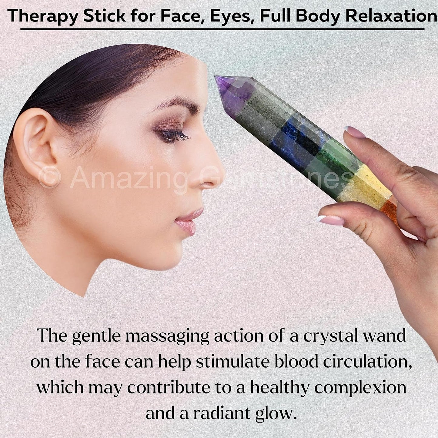Amazing Gemstone Large Chakra Crystal Wand Massage Stick - Pelvic Wand Gua Sha for Adults - Crystals and Healing Stones Massage Wands for Adults Gifts (Pointed)